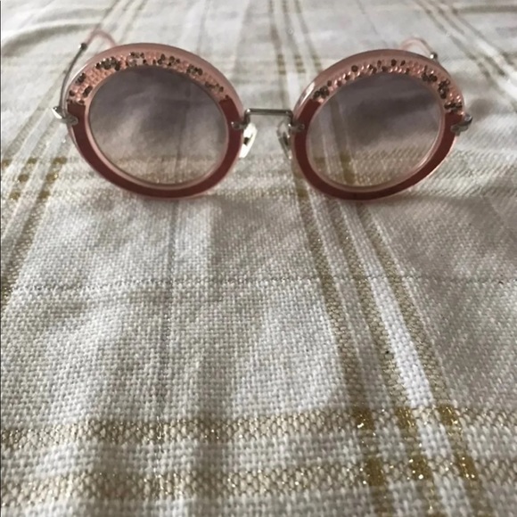 MIU MIU AUTHENTIC ROUND HAVANA GLITTER SUEDE PINK ITALY - Picture 3 of 5